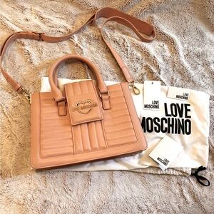 Love Moschino Baby Pink Quilted Satchel